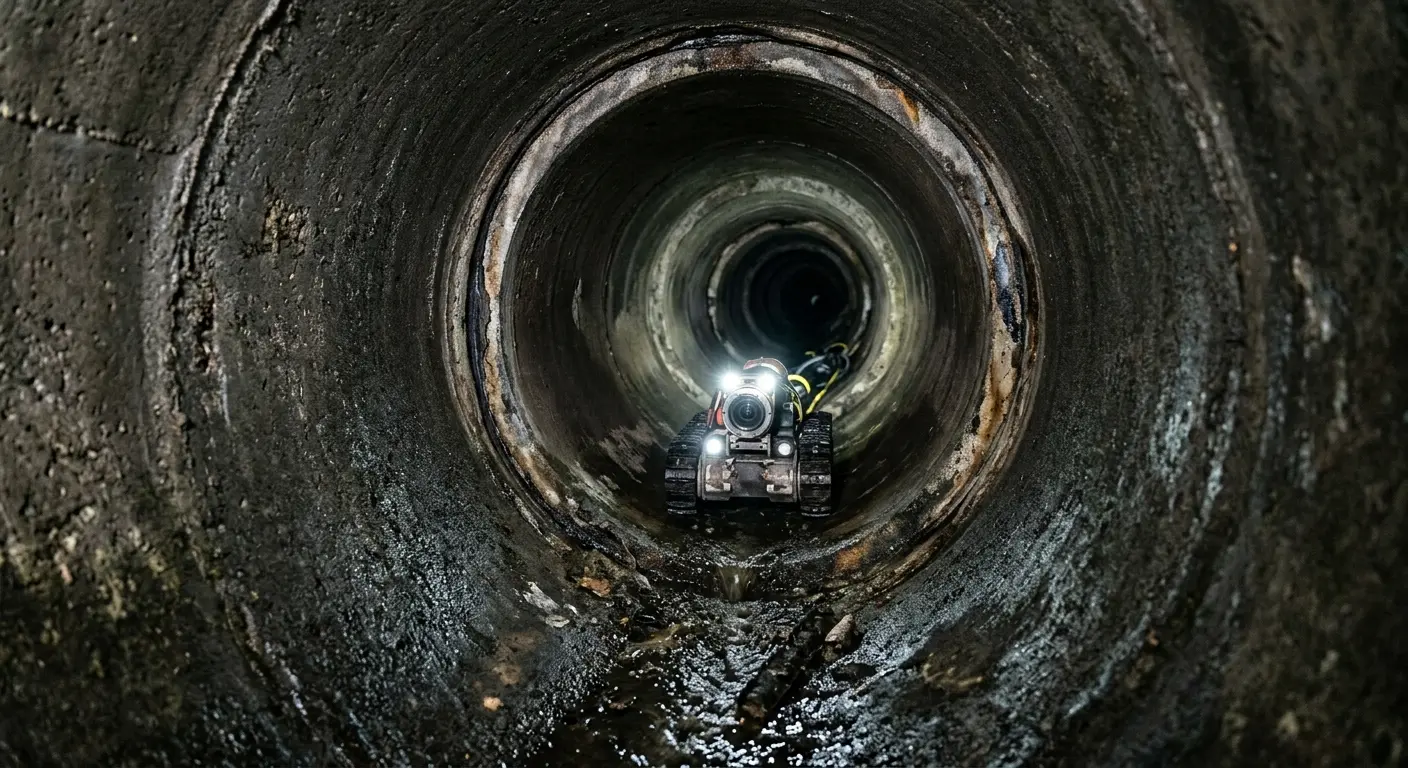 Robotic sewer camera inspecting pipe interior for Drain Snake Service in Sidney